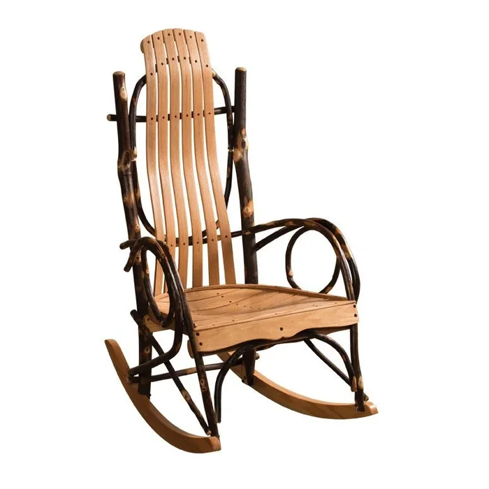 Amish Rustic Hickory Wood Rocker – Quick Ship