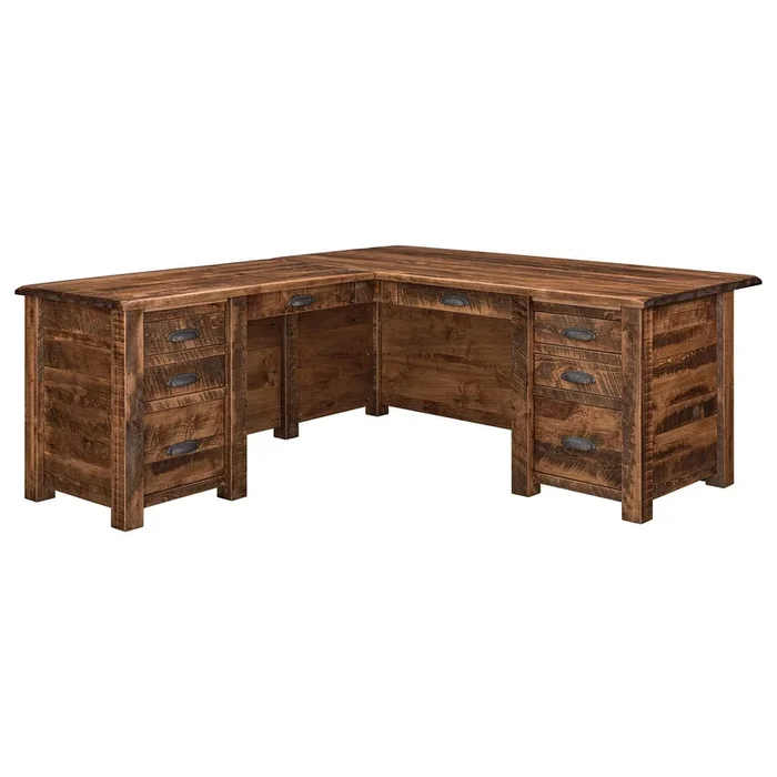 Amish Santa Fe L-Shaped Desk with Optional Lift Top or Hutch