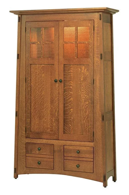 Amish Seboyeta Mission Bookcase with Mullion Glass Doors