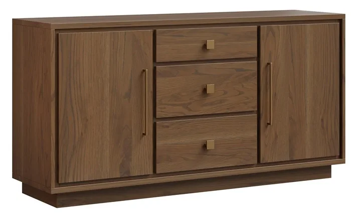 Amish Sleek Modern Sideboard Cabinet with Three Center Drawers 64″ – 84″ Width