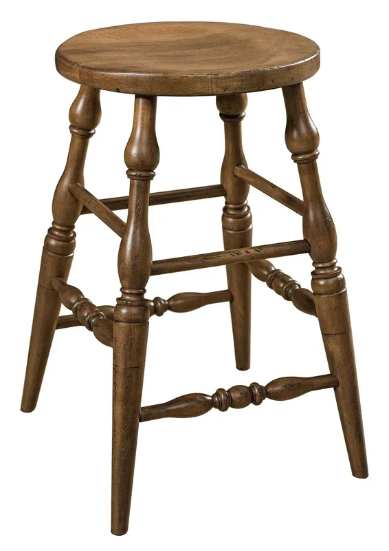 Amish Solid Wood Deep Scoop Backless Counter and Bar Stool with Swivel Option