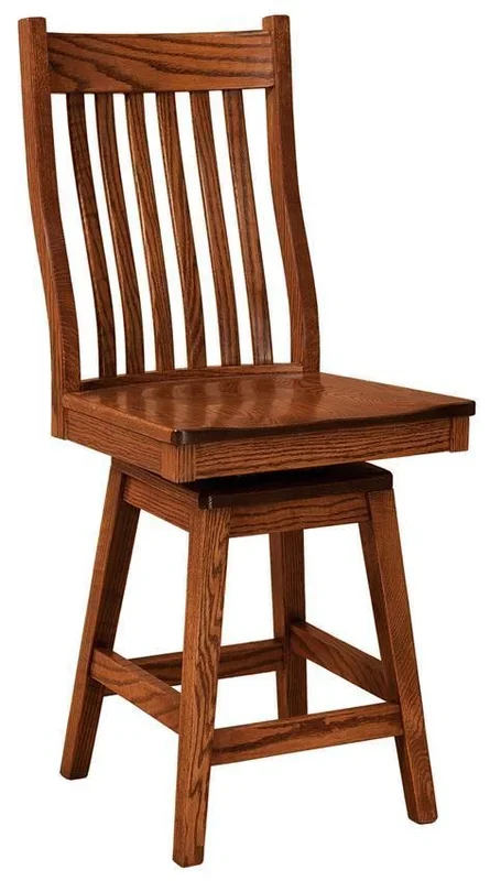 Amish Stone Ridge Mission Solid Wood Swivel Counter and Bar Stool
