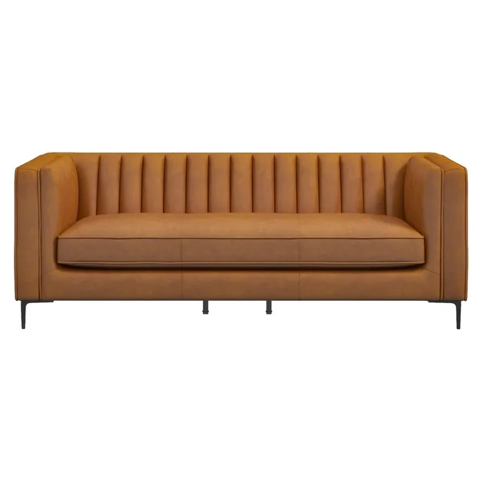 Angelina Cognac PU Leather Sofa 84″