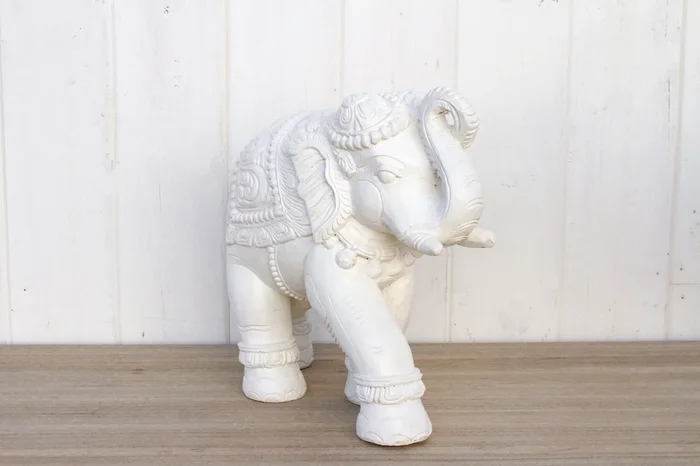 Anini Powder White Painted Elephant