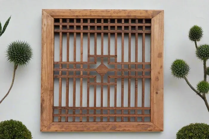 Antique Asian Oxidized Wooden Window (Trade)