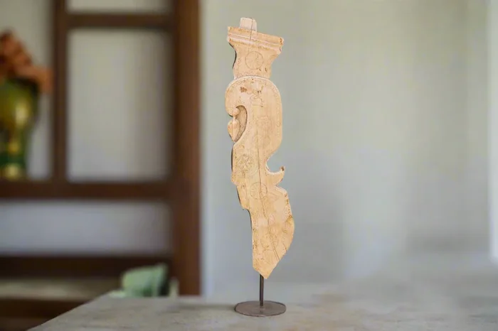 Antique Bleached Wood Corbel Figure