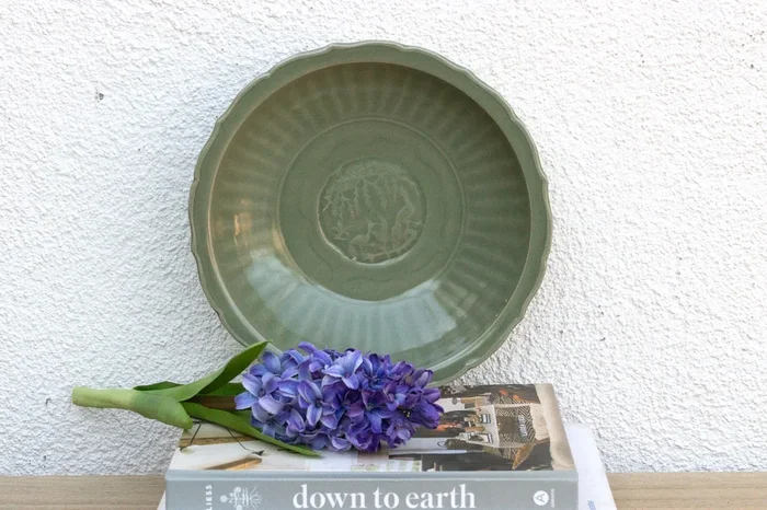 Antique Celadon Green Plate w/ Landscape Scene (Trade)