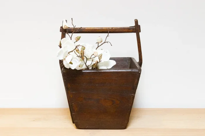 Antique Chinese Wooden Basket (Trade)