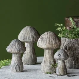Antique Finish Concrete Mushroom Set of 3