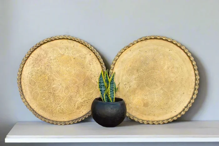 Antique Moorish Brass Engraved Large Platter (Trade)