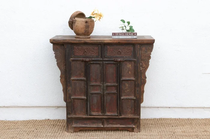 Antique Pagoda Elm Cabinet w/Original Painted Finish (Trade)