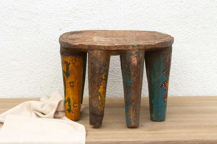 Antique Spider Carved Nupe Stool (Trade)