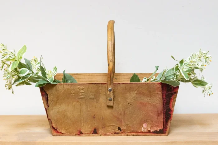Antique Stripped Wood English Basket (Trade)
