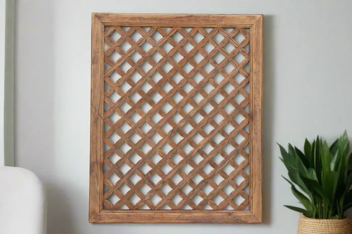 Antique Wood Lattice Garden Screen