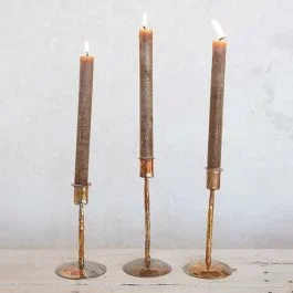 Antiqued Copper Finished Taper Holders Set of 3