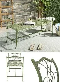 Antiqued Metal Garden Bench