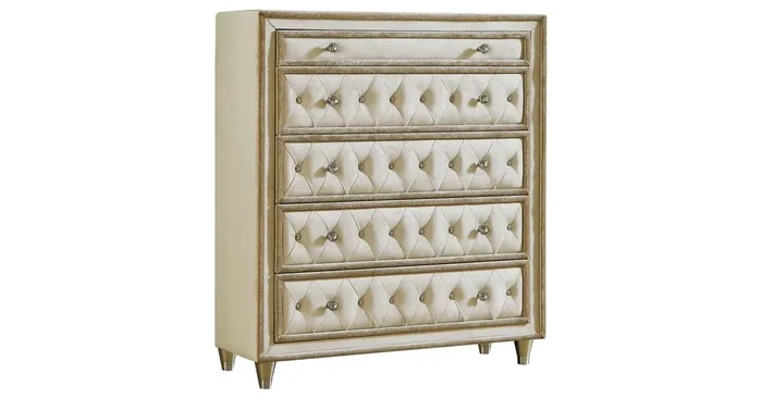 Antonella 5-drawer Bedroom Chest Ivory and Camel