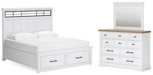 Ashbryn King Panel Storage Bed, Dresser and Mirror