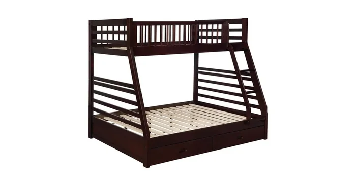Ashton 2-drawer Wood Twin Over Full Bunk Bed Cappuccino