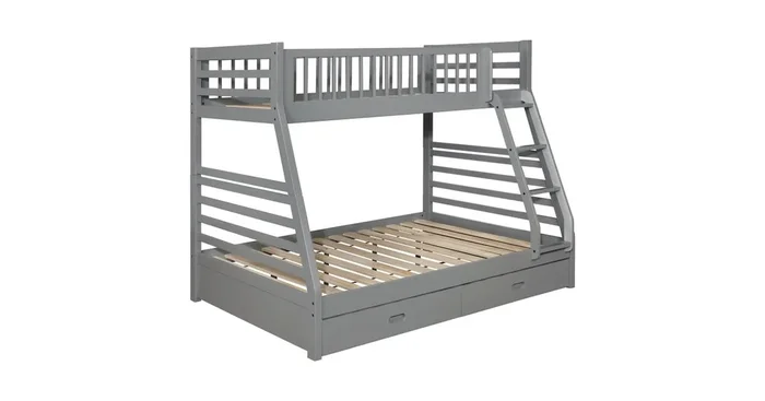 Ashton 2-drawer Wood Twin Over Full Bunk Bed Grey