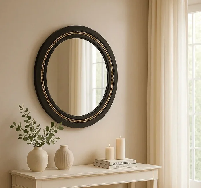 Aurelia Round Wall Mirror in Black