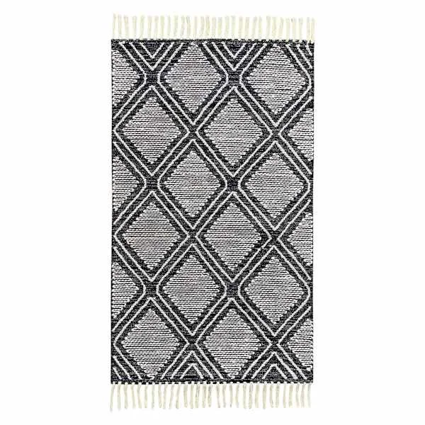 (B709) Goa Black Diamond Design Accent Rug, 3×5