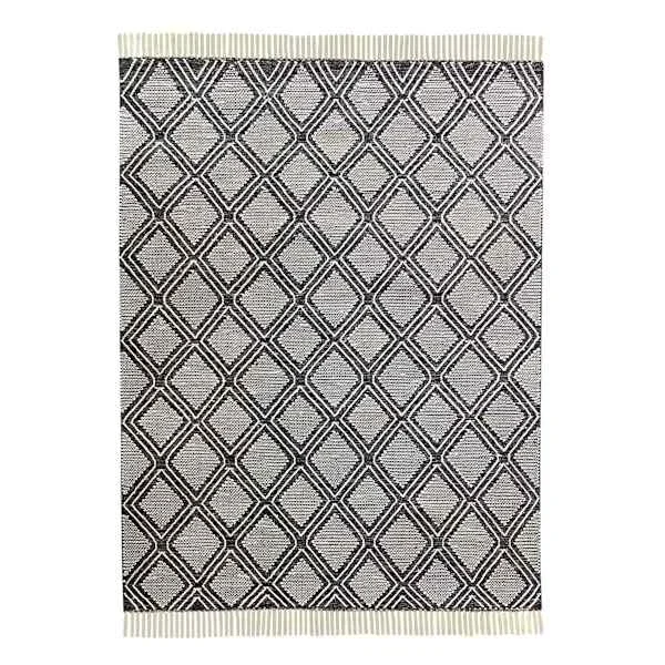 (B709) Goa Black Diamond Design Area Rug, 7×9