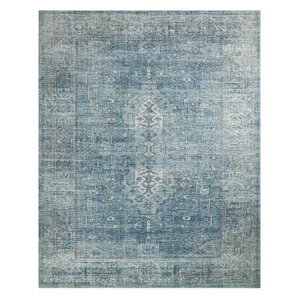 (B721) Alana Blue Medallion Area Rug, 8×10
