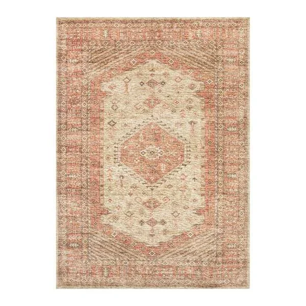 (B858) Rune Red Multi Area Rug, 5×7