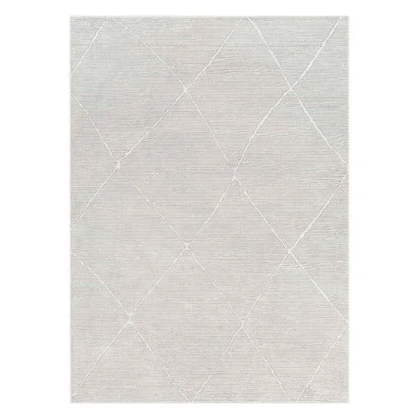 (B878) Alder Grey Diamond Design Washable Area Rug, 5×7