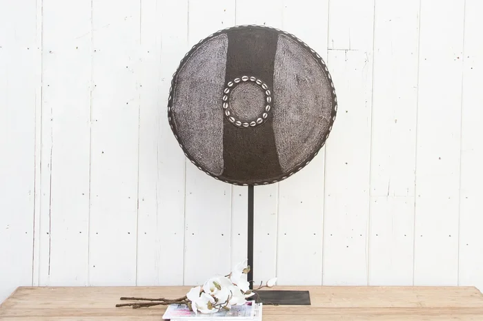 Bamileke Beaded & Shell Shield on Stand (Trade)