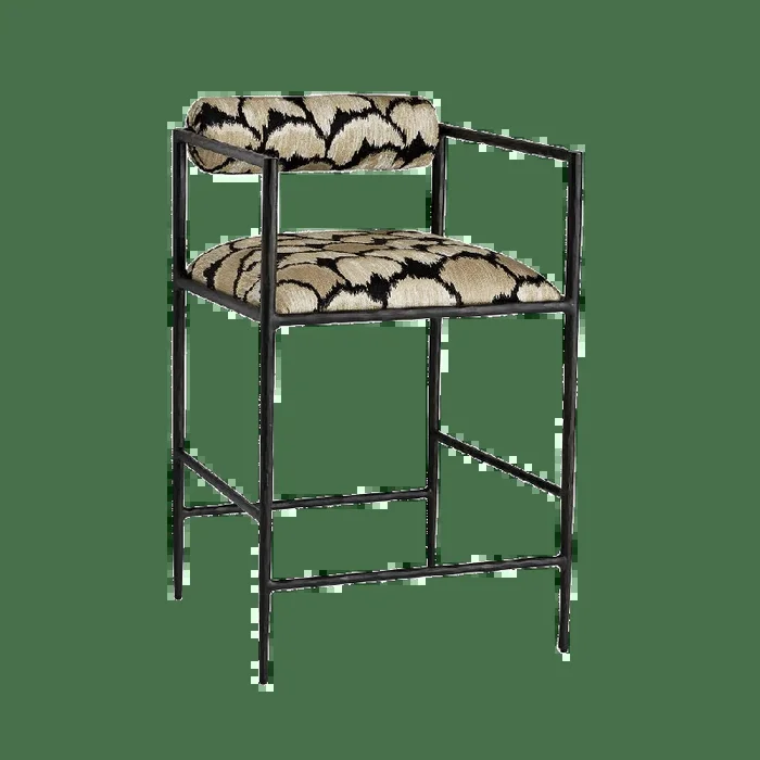 Barbana Counter Stool Ocelot Embrodery
