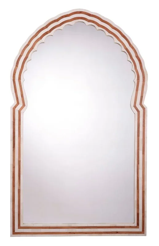 Bardot 60″ Wood & Buffalo Bone Arch Mirror