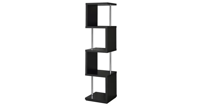 Baxter 67-inch 4-shelf Bookshelf Black and Chrome