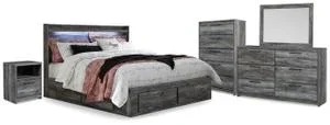 Baystorm King Storage Bed, Dresser, Mirror, Chest and Nightstand
