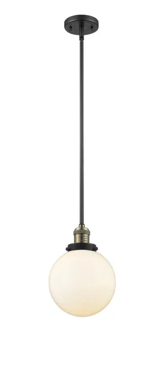 Beacon – 1 Light – 8 inch – Black Antique Brass – Stem Hung – Mini Pendant (3442|201S-BAB-G201-8)