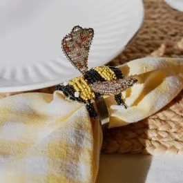 Beaded Bee Napkin Ring Set of 4