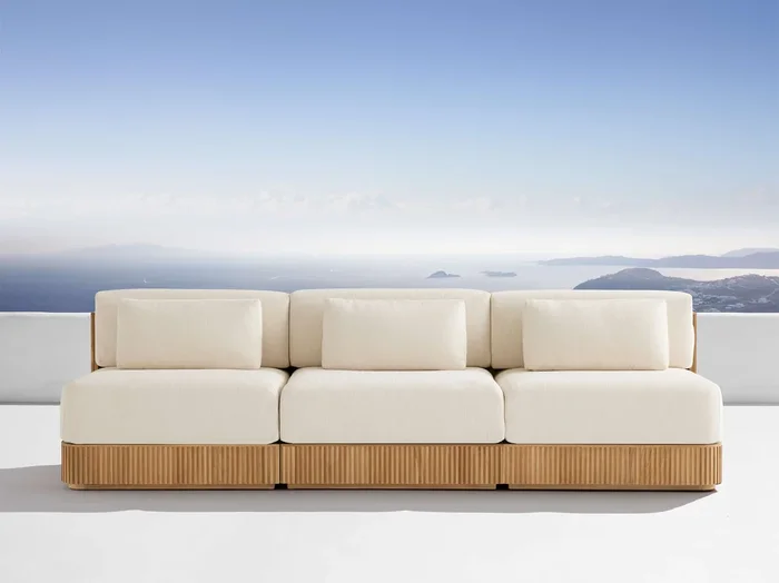 Beaumont Outdoor Teak Three-Piece Modular Sofa