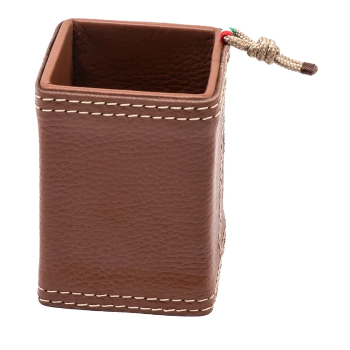Beige Eco-Leather Pen Holder with Rope Insert