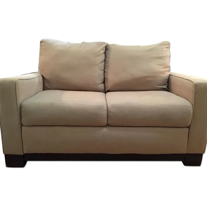 Beige Fabric Loveseat