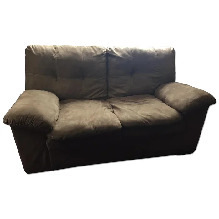 Beige Microseude Loveseat