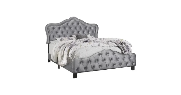 Bella Upholstered Eastern King Panel Bed Grey