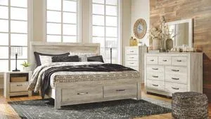 Bellaby King Storage Bed, Dresser, Mirror, Chest and 2 Nightstands