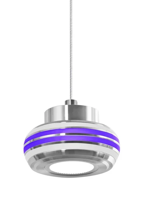 Besa, Flower Cord Pendant, Frost/Purple, Satin Nickel Finish, 1x6W LED (127|1XT-FLOW00-FRPL-LED-SN)