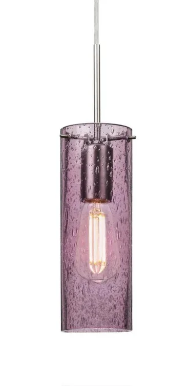 Besa, Juni 10 Cord Pendant, Plum Bubble, Satin Nickel, 1x4W LED Filament (127|1JT-JUNI10PL-EDIL-SN)