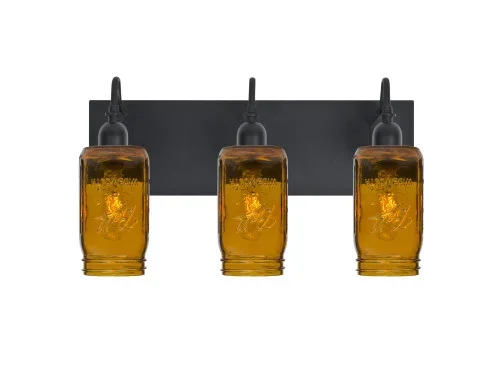 Besa Milo 4 Vanity, Amber, Black Finish, 3x60W Medium Base (127|3WG-MILO4AM-BK)