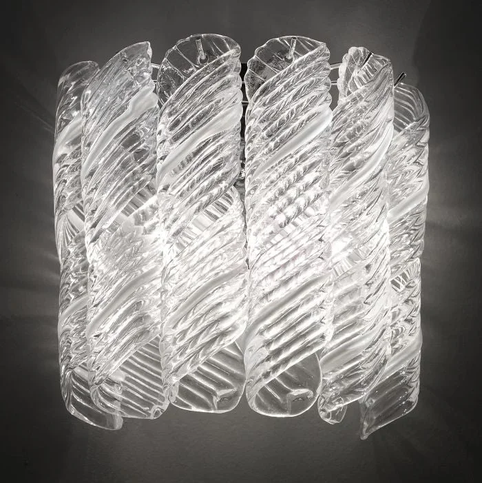 Bespoke 70S Style White And Clear Murano Wall Light
