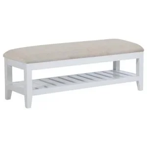 Bexhill Upholstered Rectangular Bench With Shelf White