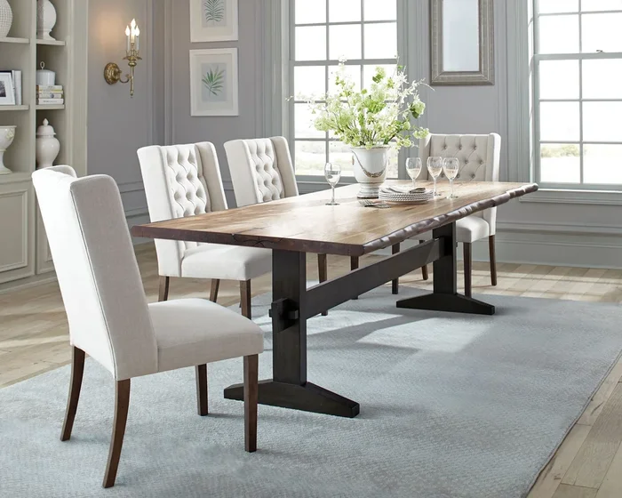 Bexley Rectangular Live Edge Dining Table Set Honey