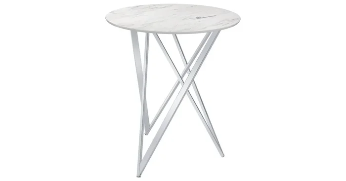 Bexter Round 35-inch Faux Marble Bistro Bar Table Chrome